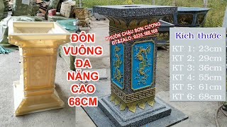 Khuôn đôn vuông đa năng cao 68cm hoa văn mai tứ quý   Khuôn chậu Sơn Cương