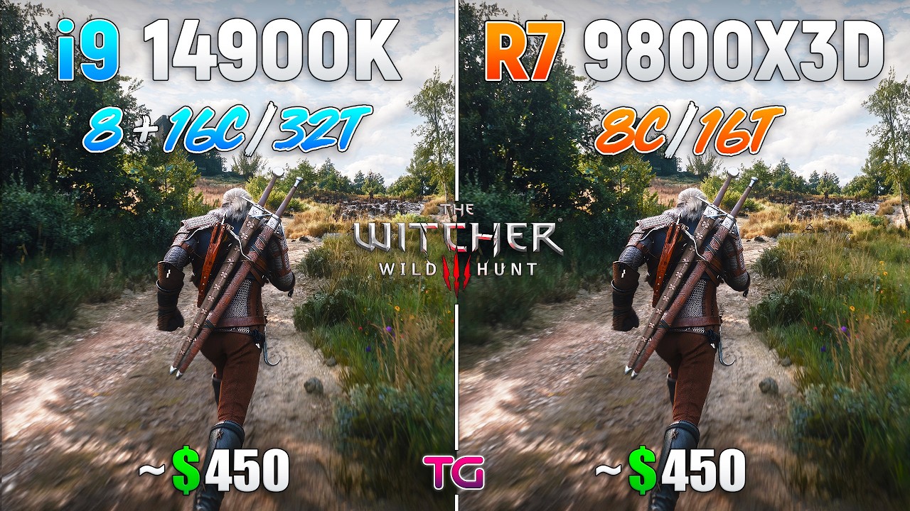 Ryzen 7 9800X3D vs Core i9 14900K in The Witcher 3 Remastered | 1080p | 1440p | 4K |