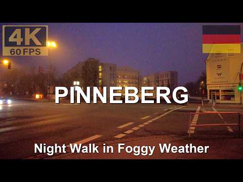 PINNEBERG, Germany 🇩🇪 in 4K | 2025 | Foggy Winter Night in Northern German Small Town