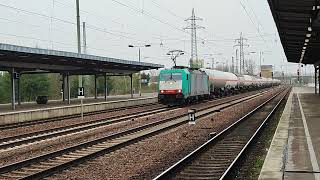BR 186 mit Gasdruckkesselwagen in Schönefeld