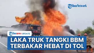 Kecelakaan di Tol Cisumdawu Sumedang, Truk Tangki Pengangkut BBM Terbakar Hebat akibatkan Kemacetan