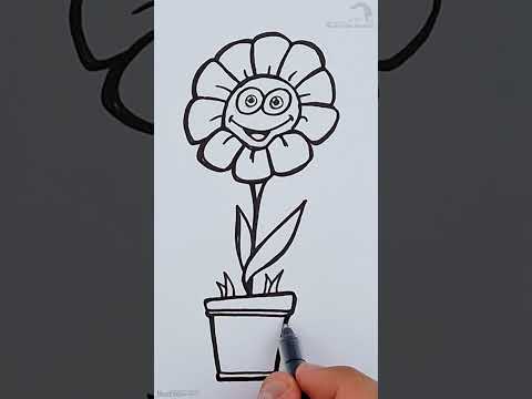 drawing A Beautiful rose in a pot cartoon 12s #funnyvideo #funny #fun #art #drawing