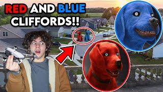 I FOUND CLIFFORD THE BIG BLUE AND RED DOGS IN REAL LIFE!! (CAUGHT ON DRONE)