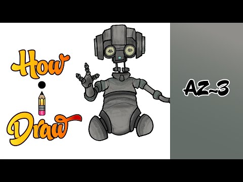 How I Draw AZ-3 DROID from STAR WARS the CLONE WARS & the BAD BATCH * how to draw az3 art lessons *