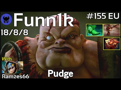 Support Funn1k plays Pudge!!! Dota 2 7.20