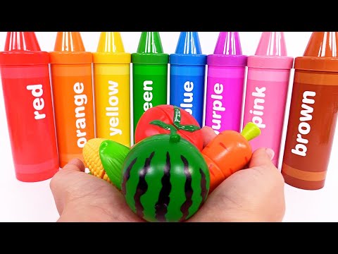 Best Learn Fruit and Vegetable Names for Kids with Toy Crayon Surprises!