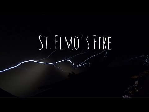 A weather phenomenon called St. Elmo's Fire as seen form the cockpit.