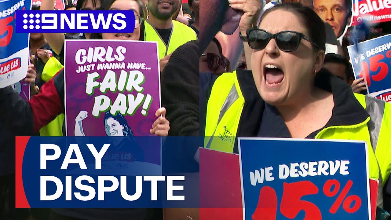 Nurses and midwives strike for half day in ongoing pay dispute | 9 News Australia