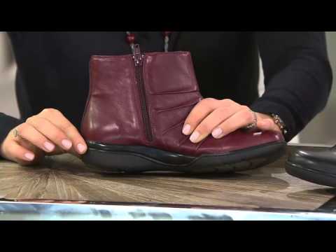 Clarks Ruched Leather Side Zipper Ankle Boots - Kearns Blush on QVC