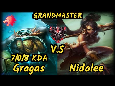 Cuzz (GRAGAS) vs NIDALEE - 7/0/8 KDA JUNGLE GAMEPLAY - KR Ranked GRANDMASTER