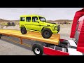 Flatbed Trailer new Toyota Cars Transportation with Truck - Pothole vs Car 326 - BeamNG.Drive