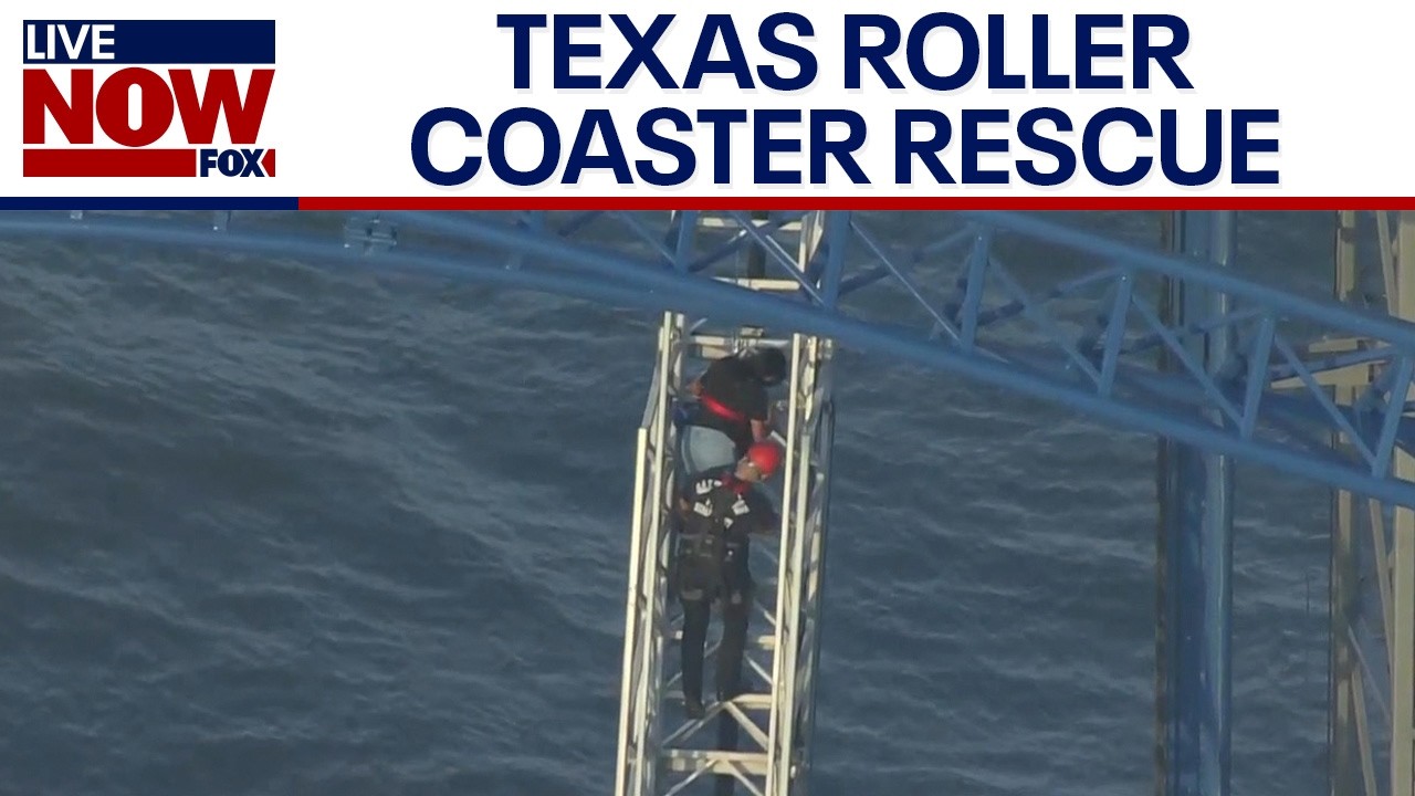 LIVE: Roller coaster rescue in Texas, riders stuck on 100 ft. coaster in Galveston