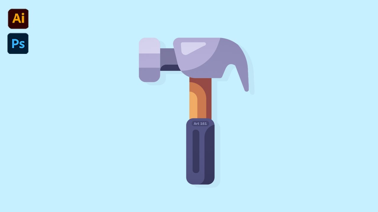 How to make a vector hammer in Illustrator CC | Objects for making games