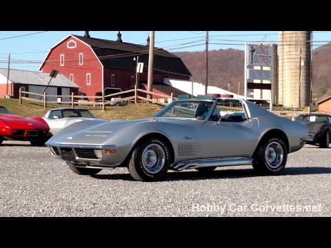 1971 Nevada Silver Corvette Stingray T Top 4 speed For Sale Video