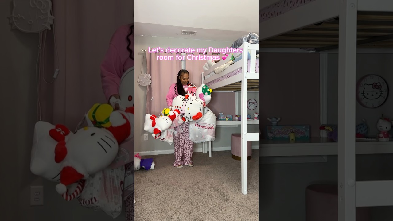 OMG 😱 The cutest PINK Christmas Room 😍🔥💕 #shorts #holidaydecor #decoratewithme #pinkchristmas