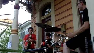 Stanton Moore, Skerik and Marco Benevento porch jam - Jazz Fest 2012