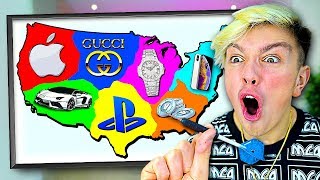 Throwing a Dart at a Map &amp; BUYING Whatever it Lands on - Challenge