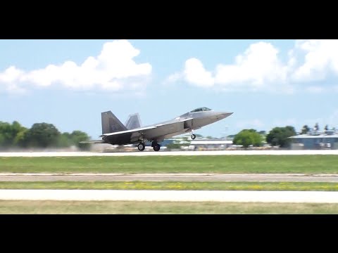 F-22 Raptor Unrestricted Climb with Afterburner EAA Airventure 2015