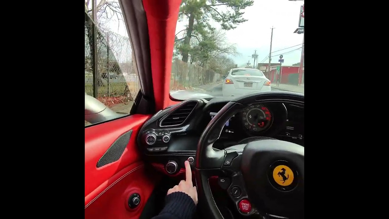 Ferrari 488 GTB POV startup & drive - stock exhaust !!