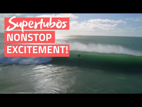 Дрон ракурс прыгожых хваль у Supertubos