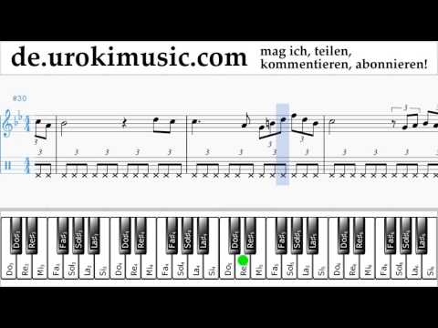Klavier Lernen (rechte Hand) Schubert - Ave Maria Tabulatur Teil#2 um-b995
