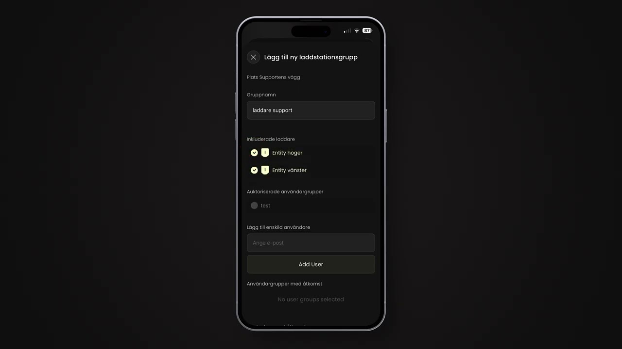 GARO Entity User I Hantera laddstationsgrupper
