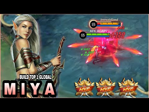 MANIAC + 19 KILLS!! Miya Best Build Gold lane - Build Top 1 Global Miya ~ MLBB