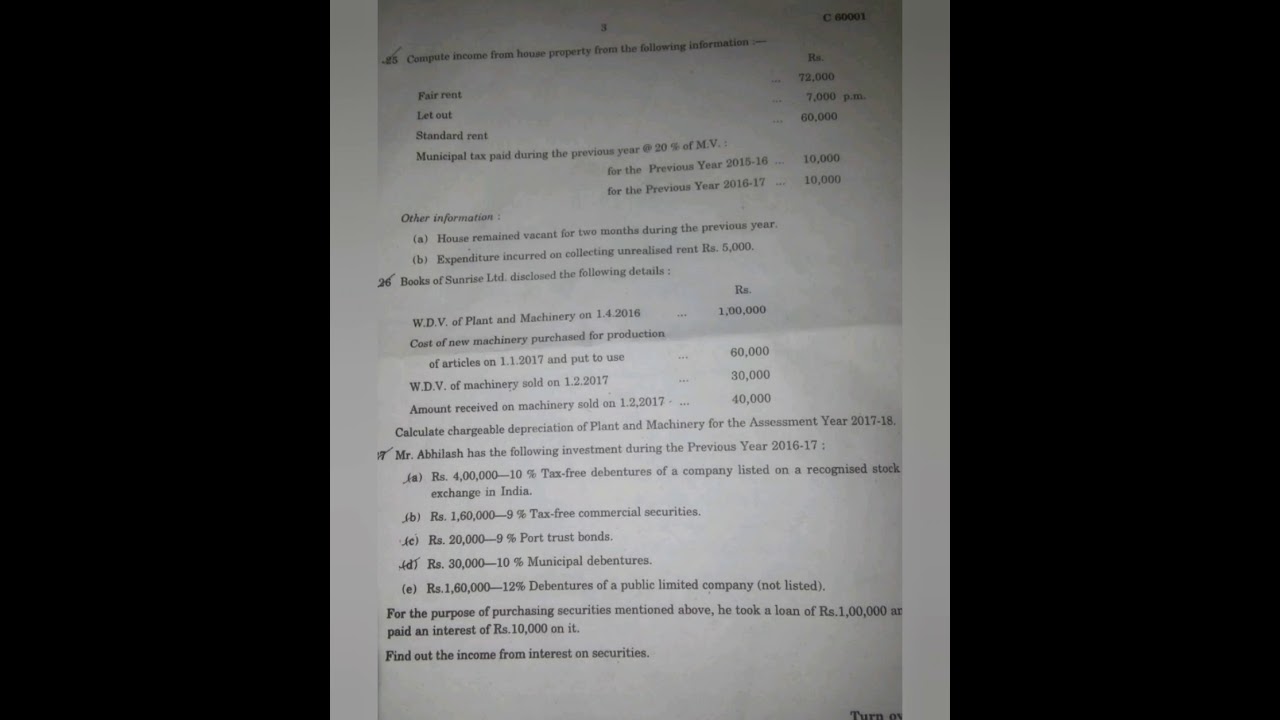 Calicut University 6th sem income tax law and practice previous year question papers