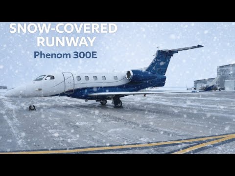 Near Whiteout Landing on a Snow-Covered Runway | Phenom 300E Cockpit View