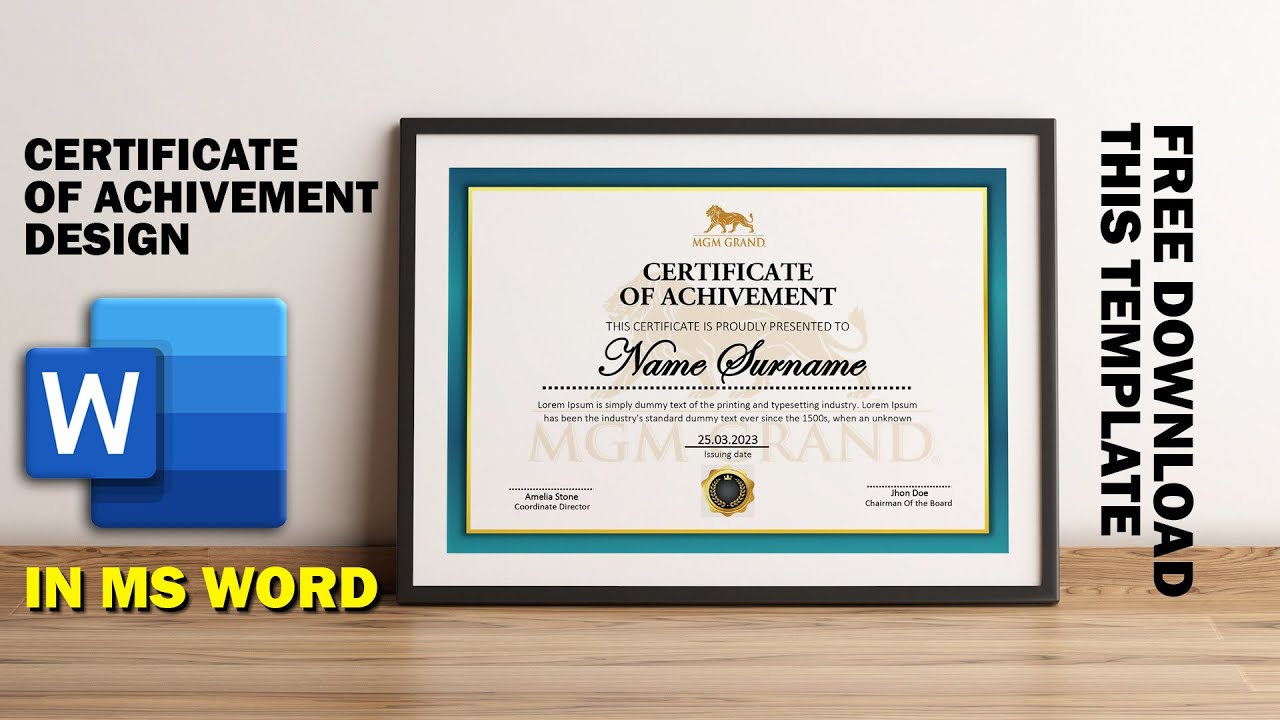 DIY Certificate of Achievement Design in MS Word | Download FREE Template (2)