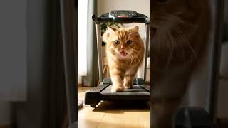 🐾 Cat Fitness Saga Part 1 | Chubby Cat vs Treadmill 😹 #AICat #FunnyShorts