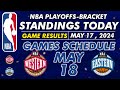 NBA PLAYOFF 2024 BRACKETS STANDINGS TODAY | NBA STANDINGS TODAY as of MAY 17, 2024 | NBA 2024 RESULT