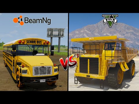 GTA 5 GIANT DUMP TRUCK VS BEAMNG SCHOOL BUS - WHICH IS BEST ?