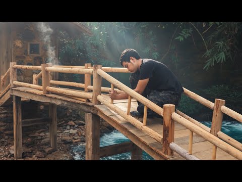 10 Days Alone in the Wild – Building a Hidden Log & Stone Shelter by the Stream