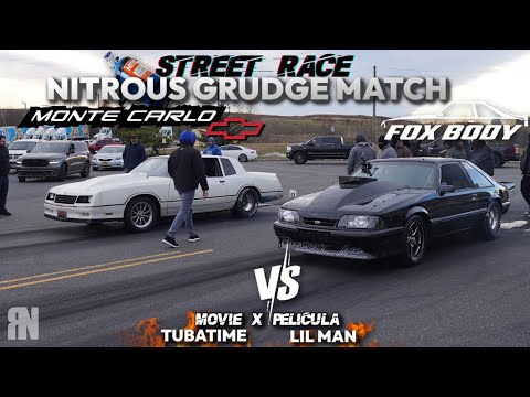 STREET RACE INSANE! NITROUS MUSTANG FOXBODY VS  NITROUS MONTE CARLO SS $2,000