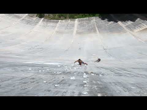 Kletterwand an der Emosson-Staumauer