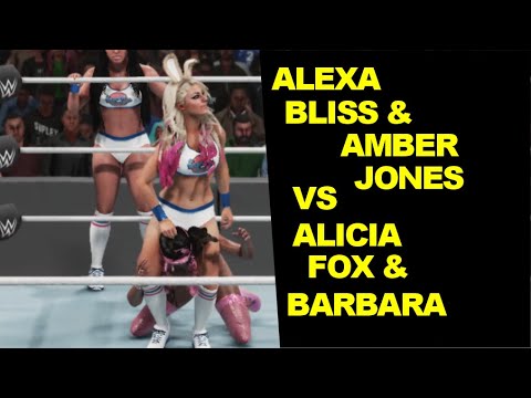 WWE 2K19 Alexa Bliss & Amber Jones vs Alicia Fox & Barbara - Bunny vs Lingerie Tag Team