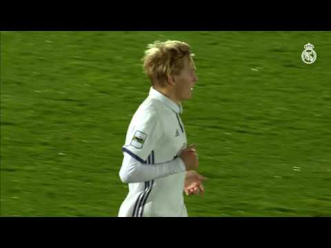 Sergio Díaz, gol y victoria. realmadrid.com