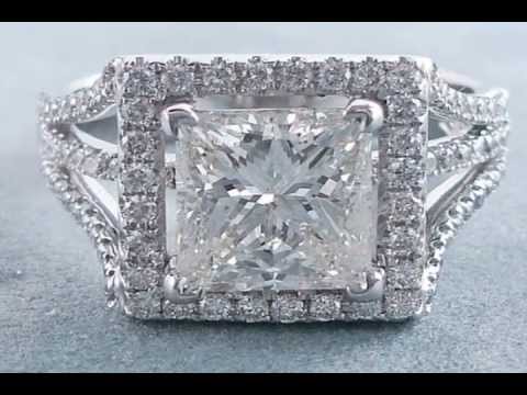 3.01 ctw Princess Cut I SI1 Diamond Engagement Ring - BigDiamondsUSA