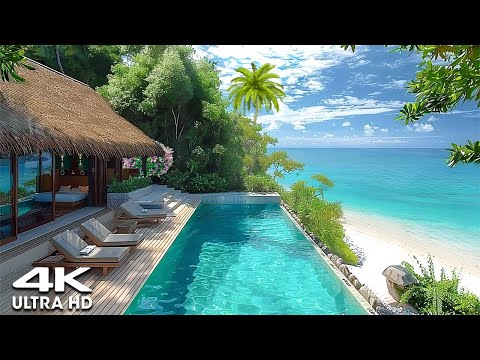 4K UHD | 🌴 Tropical Beach Ambience on a Private Island | Ocean Sounds & Stunning Landscape for Relax