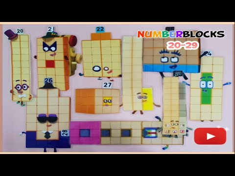 Numberblocks 20 to 29 official images with numberblocks toys. 21, 22, 23, 24, 25, 26, 27, 28 and 29!