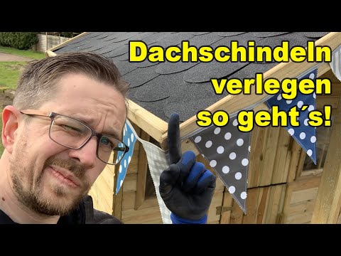 Dachschindeln verlegen so geht das! Bitumenschindeln ! Dachpappe Dach decken mit Schindeln tobiebel