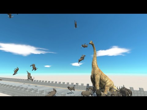 BRACHIOSAURUS on Long Bridge vs Army from ALL UNITS Animal Revolt Battle Simulator
