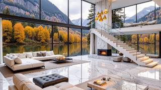 Gentle Jazz In A Luxurious Lakeside Villa Setting On An Autumn Morning - Soothing Jazz For Working