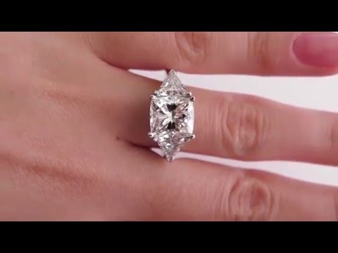 5.65ct Estate Vintage CUSHION Cut Diamond 3 stone ENGAGEMENT Wedding Platinum Ring