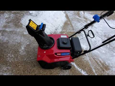 Toro Power Clear 821 QZE snow thrower, quick walk around and demo of throwing ice.