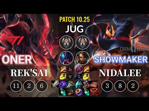 T1 Oner Rek'Sai vs DWG ShowMaker Nidalee Jungle - KR Patch 10.25
