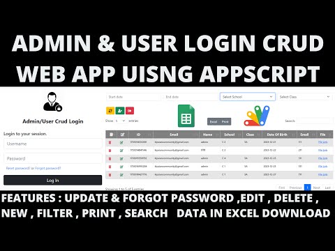 R12 | ADMIN & USER LOGIN CRUD WEB APP USING GOOGLE APP SCRIPT | LOGIN CRUD WEBAPP