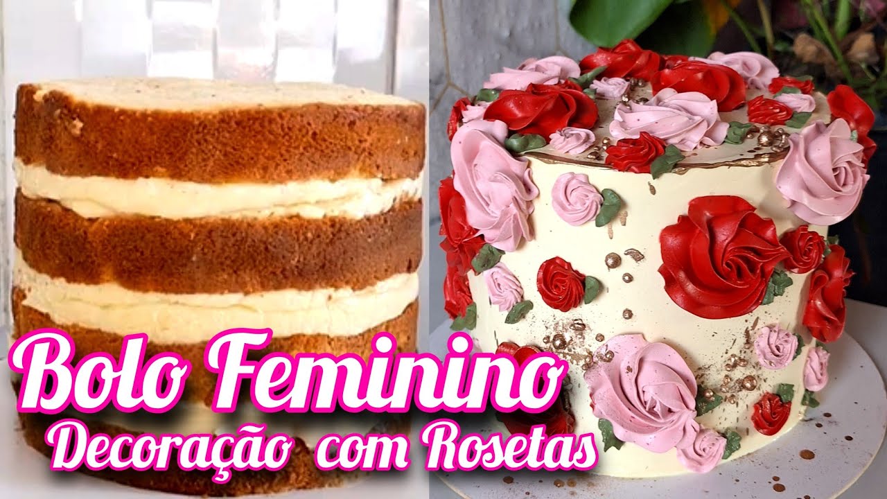 Bolo Feminino/Rosetas Vintage / Decoração  com Rosetas/