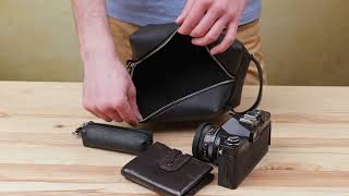 Мужской матовый кожаный несессер Grande Pelle 11508 черный